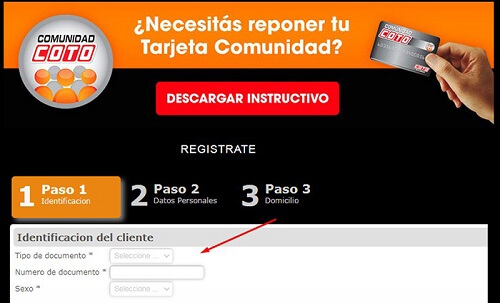 Solicitar Tarjeta Comunidad COTO Registro Online