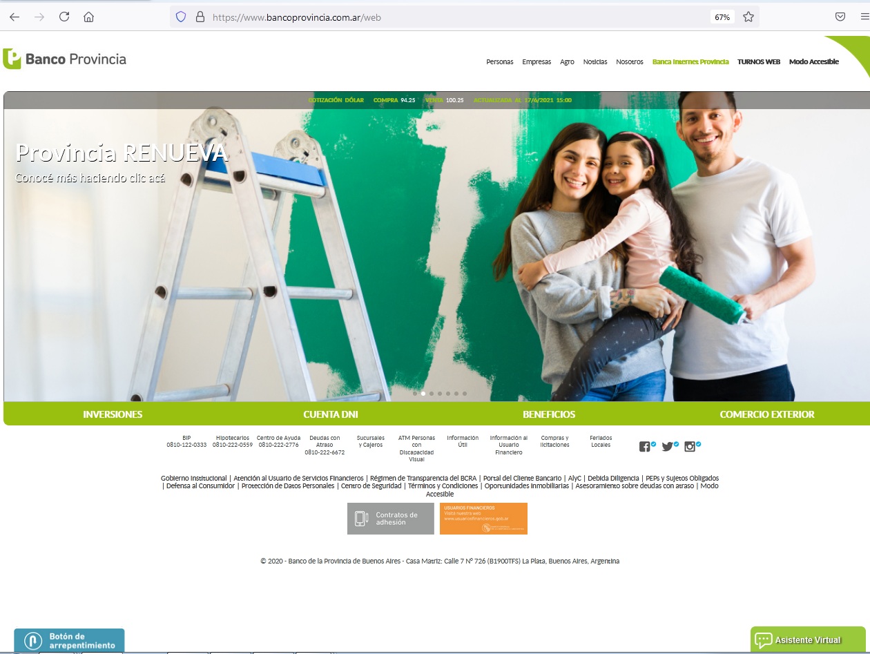 Portal Web Banco Provincia